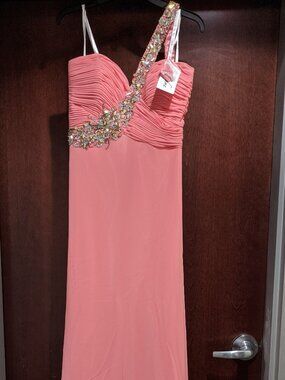Karishma 3716 Size 14 Coral Pink Prom Dress